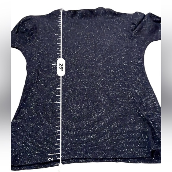 Rachel Pally Ada Navy Blue Metallic Rib Long Sleeve Mock Neck Sweater Sz M - Picture 14 of 14